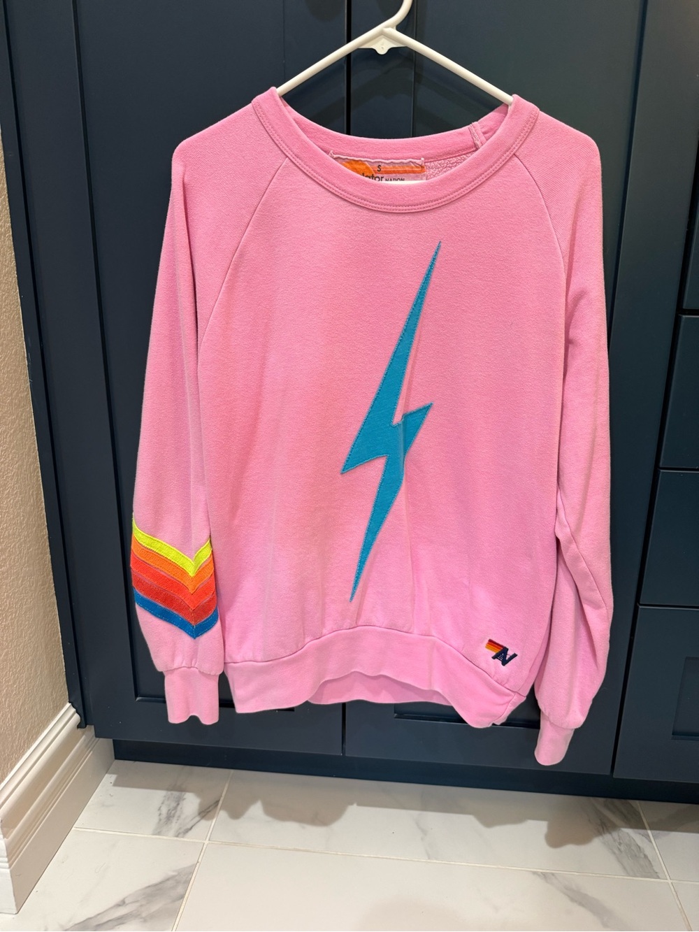 Aviator Nation pink both crew sweatshirt